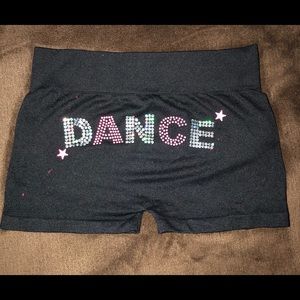 Dance shorts with sequined type of dance on back